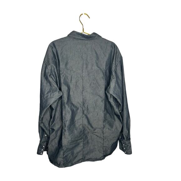 Flying R Ranchwear Shirt Mens 18.5 37 Blue Long Sleeve Pearl Snap Vintage Button - Picture 2 of 2